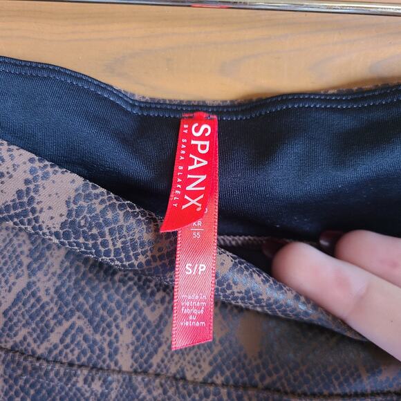 Spanx Legging Snake Print Faux Leather Brown Animal Pull On Pant S Skinny Python - Picture 6 of 6